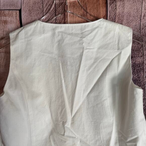 Petite Studio NYC Bridgett Vest Ivory Cotton Sleeveless Tailored Versatile M NWT - Picture 5 of 10